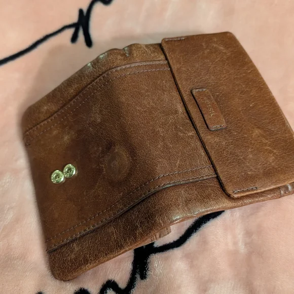 Brown Leather Wallet FOSSIL VINTAGE GUC - Picture 4 of 10